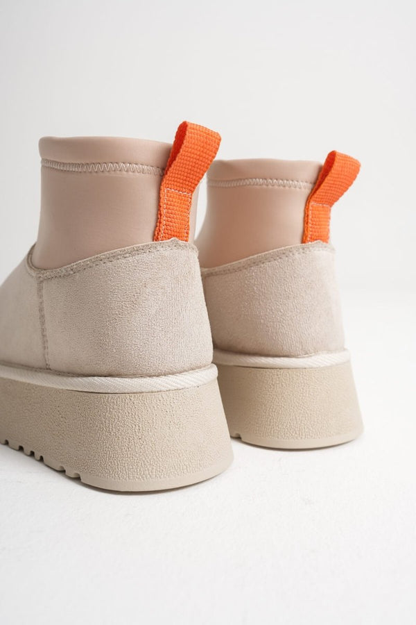 Scarpax Nadia Kadın Bej Kışlık İçi Kürklü Kalın Taban Bot