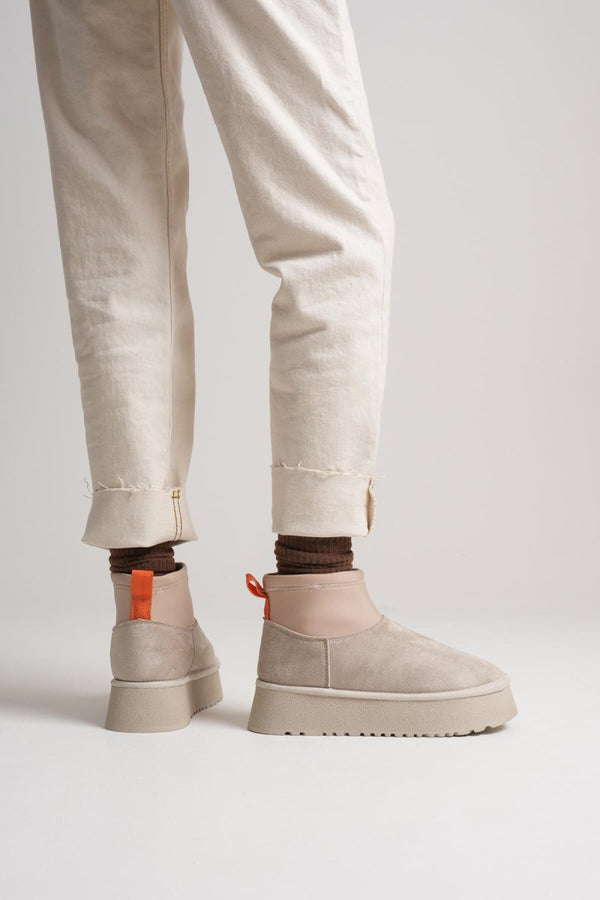 Scarpax Nadia Kadın Bej Kışlık İçi Kürklü Kalın Taban Bot