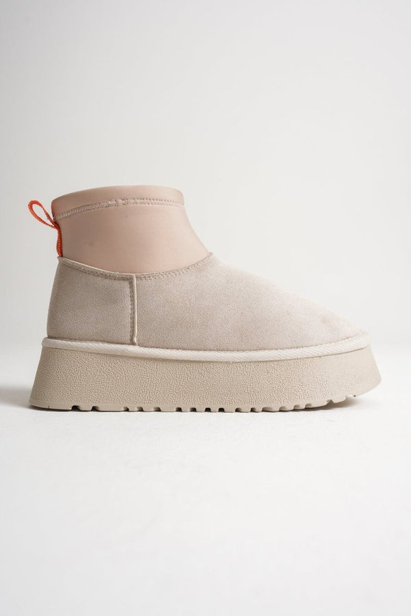 Scarpax Nadia Kadın Bej Kışlık İçi Kürklü Kalın Taban Bot