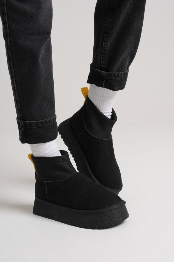 Scarpax Nadia Kadın Siyah Kışlık İçi Kürklü Kalın Taban Bot