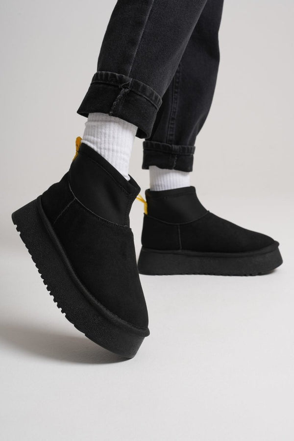 Scarpax Nadia Kadın Siyah Kışlık İçi Kürklü Kalın Taban Bot