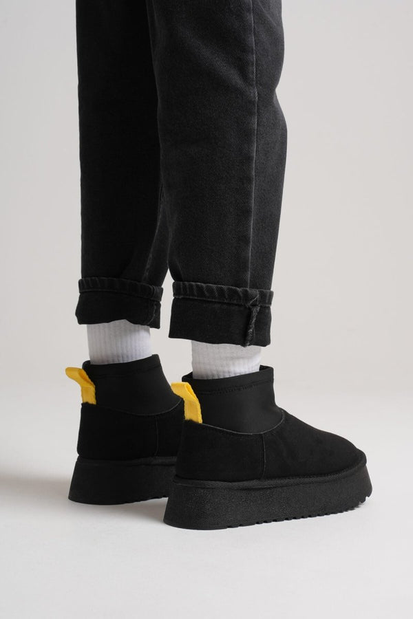 Scarpax Nadia Kadın Siyah Kışlık İçi Kürklü Kalın Taban Bot