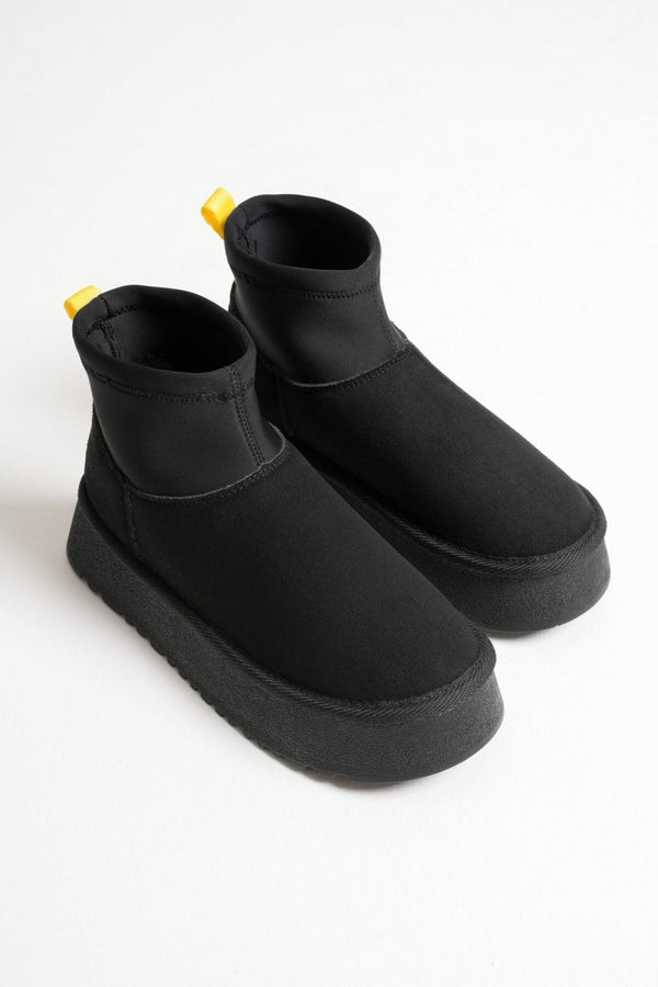 Scarpax Nadia Kadın Siyah Kışlık İçi Kürklü Kalın Taban Bot