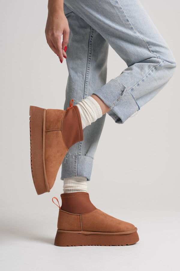 Scarpax Nadia Kadın Taba Kışlık İçi Kürklü Kalın Taban Bot