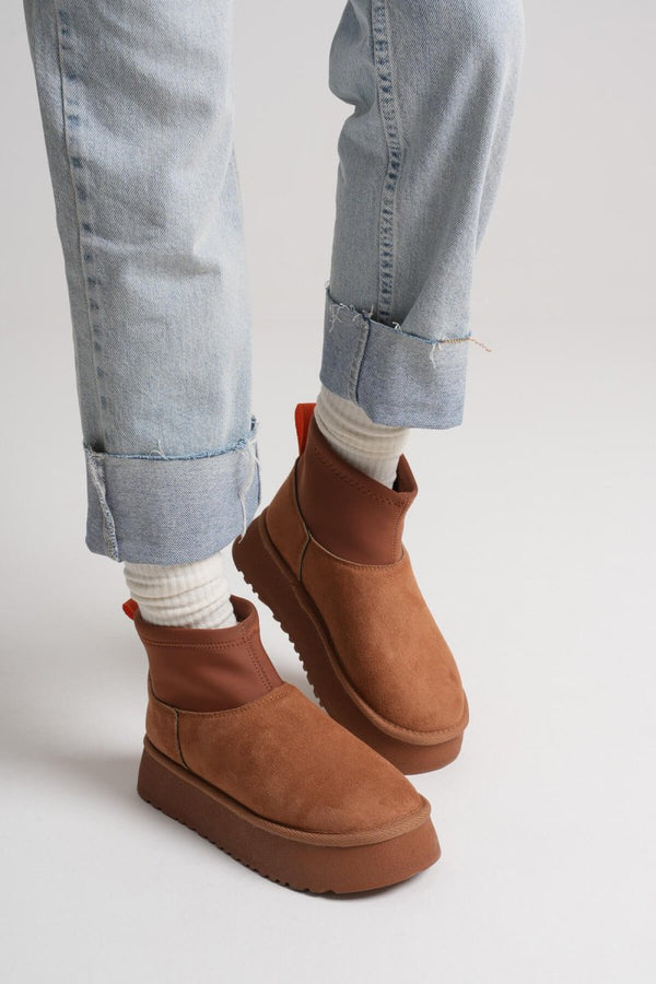 Scarpax Nadia Kadın Taba Kışlık İçi Kürklü Kalın Taban Bot