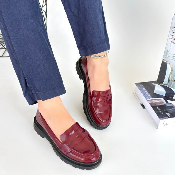 Scarpax Narli Bordo Rugan Oxford Ayakkabı