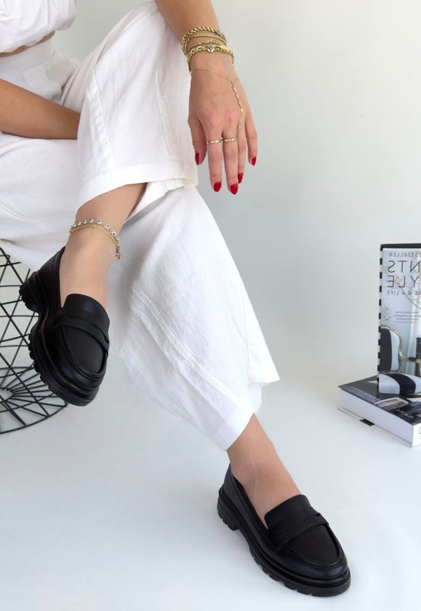 Scarpax Narli Siyah Cilt Oxford Ayakkabı