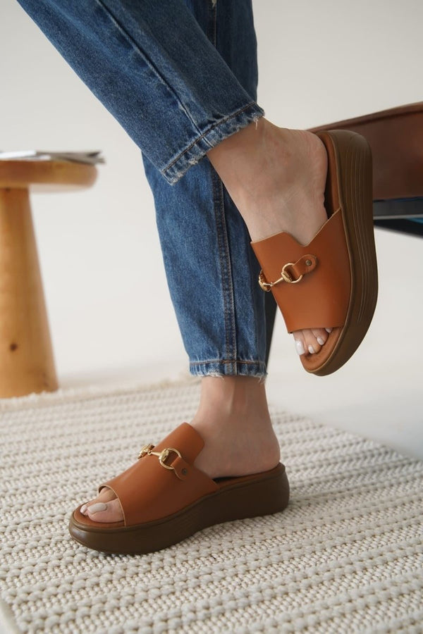 Scarpax Nelly Taba Hakiki Deri Terlik