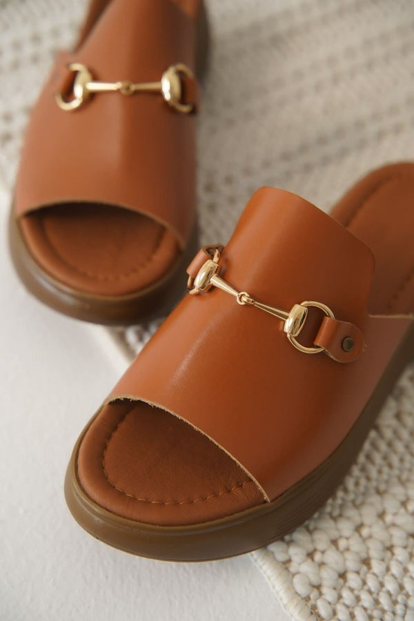 Scarpax Nelly Taba Hakiki Deri Terlik