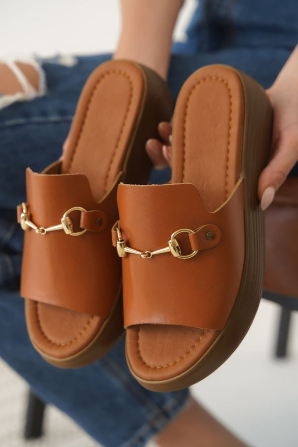 Scarpax Nelly Taba Hakiki Deri Terlik