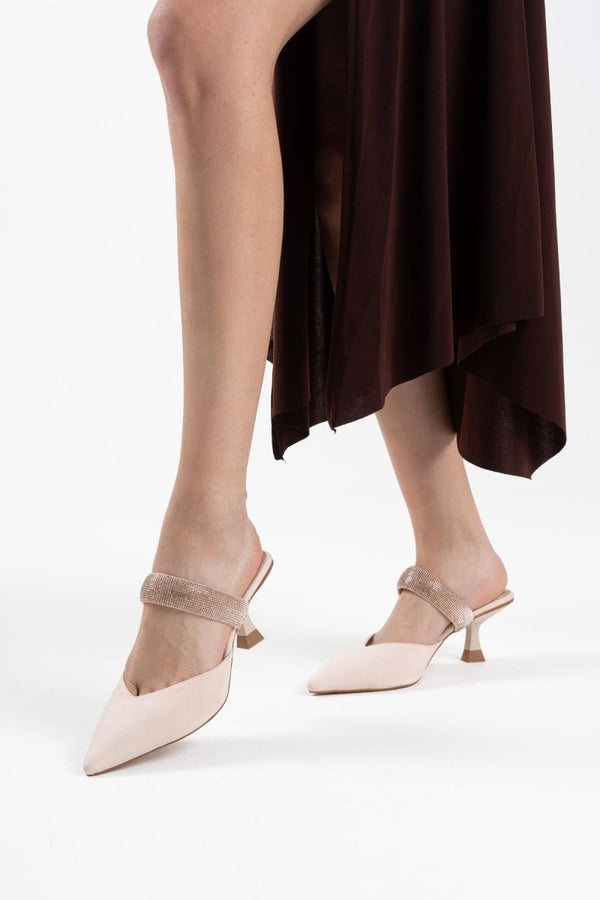 Scarpax Nina Topuklu Bej Kadın Terlik