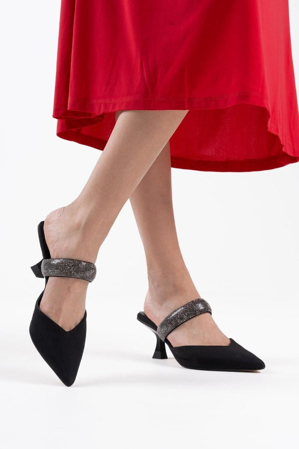 Scarpax Nina Topuklu Siyah Kadın Terlik