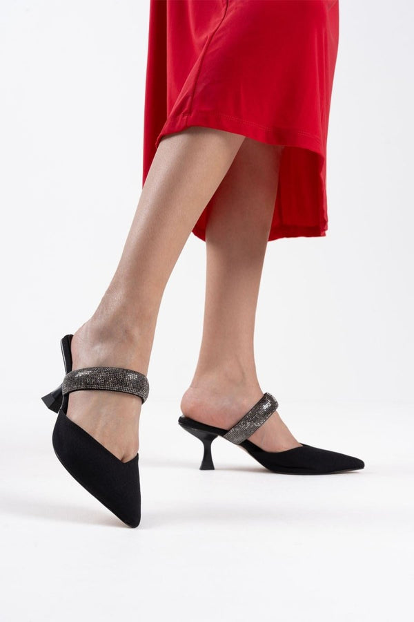 Scarpax Nina Topuklu Siyah Kadın Terlik