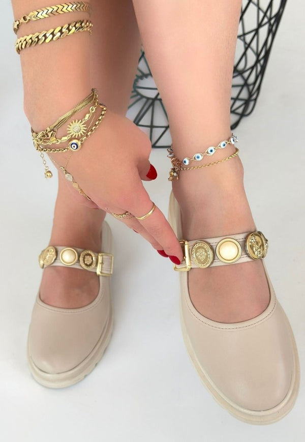 Scarpax Okira Bej Cilt Oxford Ayakkabı