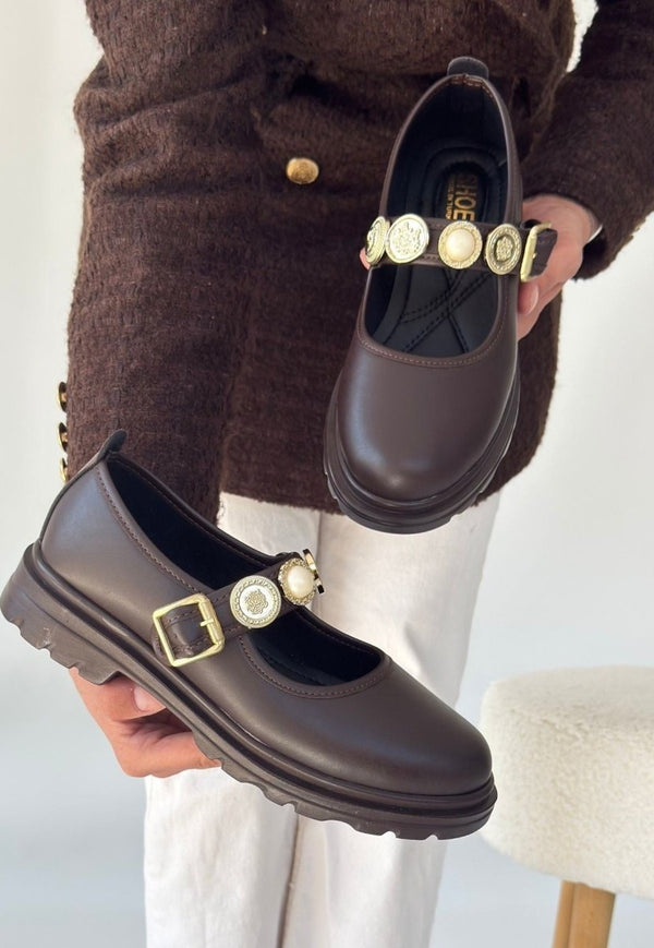 Scarpax Okira Kahverengi Cilt Oxford Ayakkabı