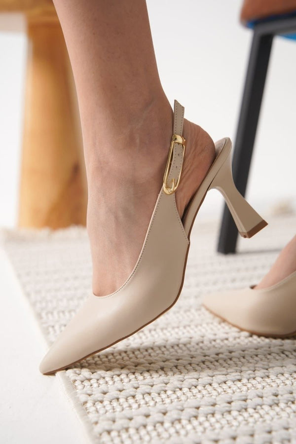 Scarpax Ophelia Kadın Mat Bej Topuklu Ayakkabı