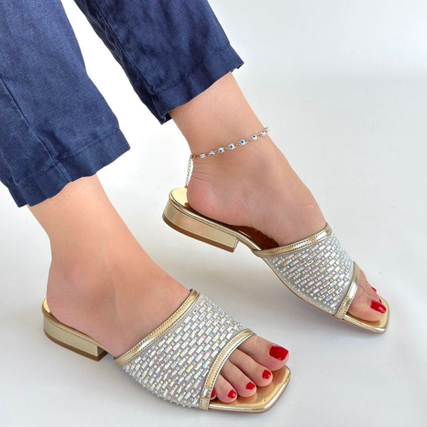 Scarpax Ortu Gold Cilt İşlemeli Terlik