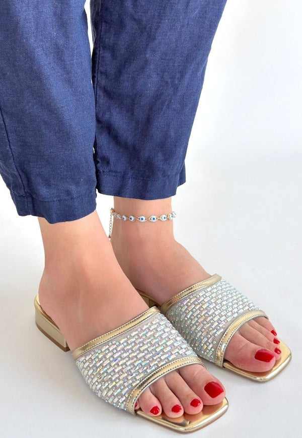 Scarpax Ortu Gold Cilt İşlemeli Terlik