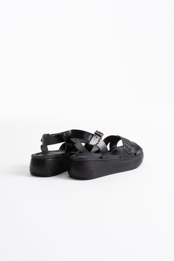 Scarpax Orwell Siyah Hakiki Deri Sandalet