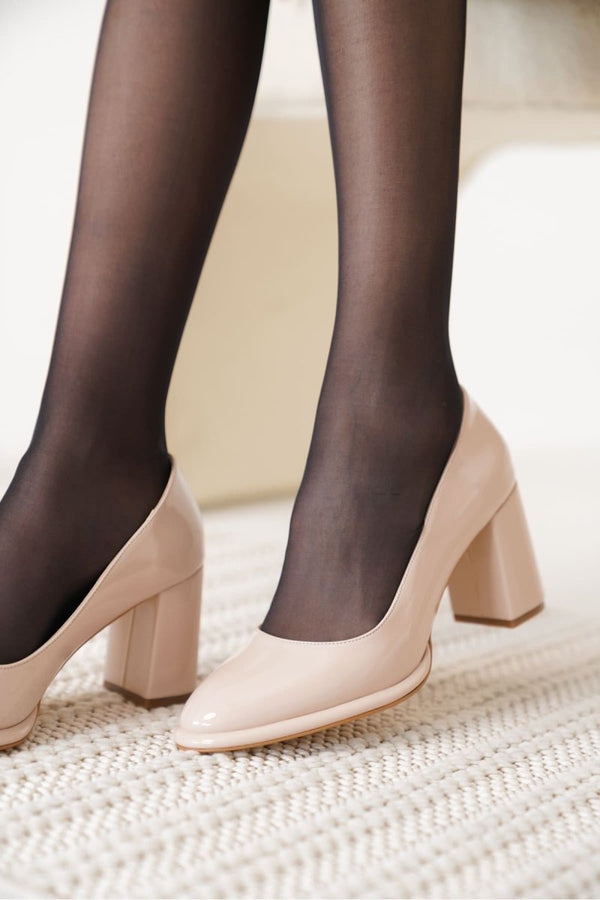 Scarpax Pensy Bej Rugan Kadın Topuklu Ayakkabı