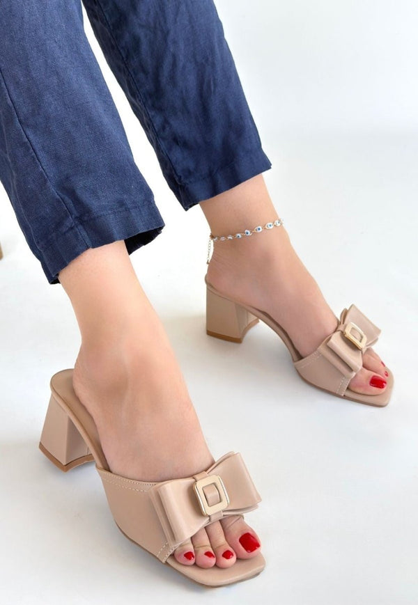 Scarpax Pier Nude Cilt Topuklu Terlik