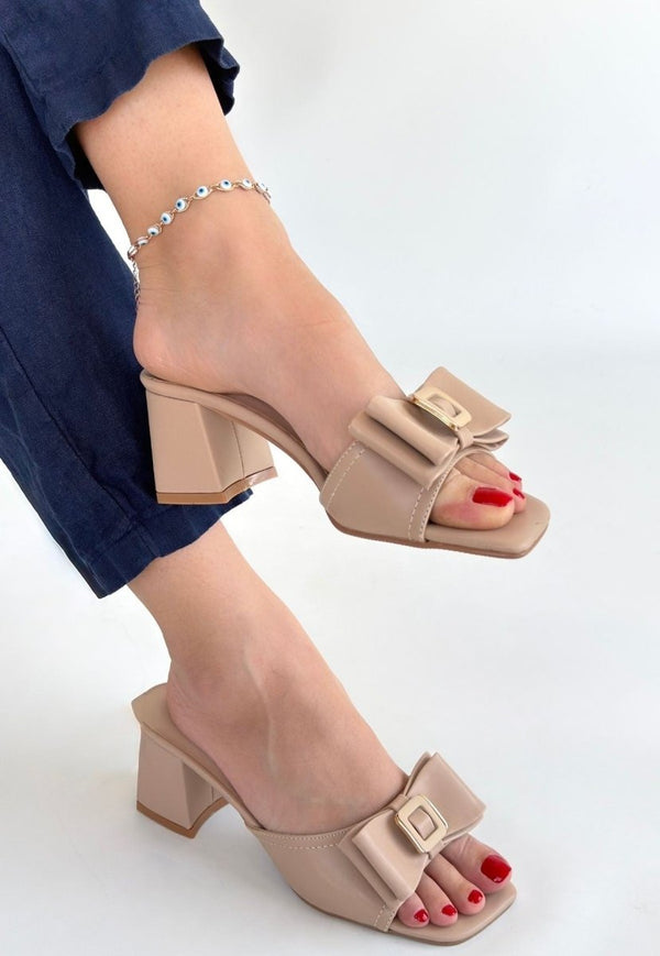 Scarpax Pier Nude Cilt Topuklu Terlik