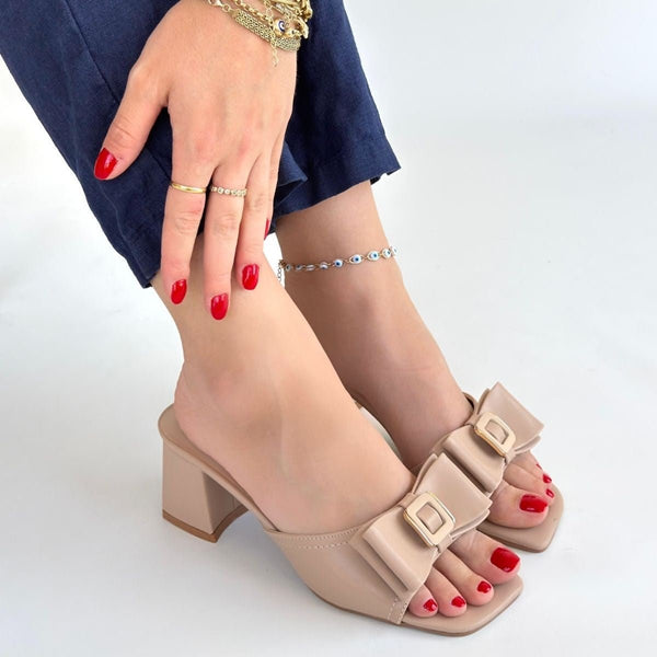 Scarpax Pier Nude Cilt Topuklu Terlik