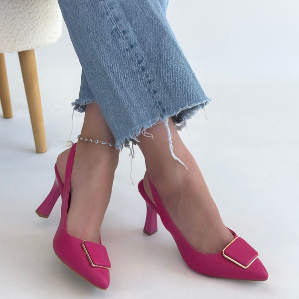 Scarpax Pıert Fuşya Cilt Topuklu Ayakkabı