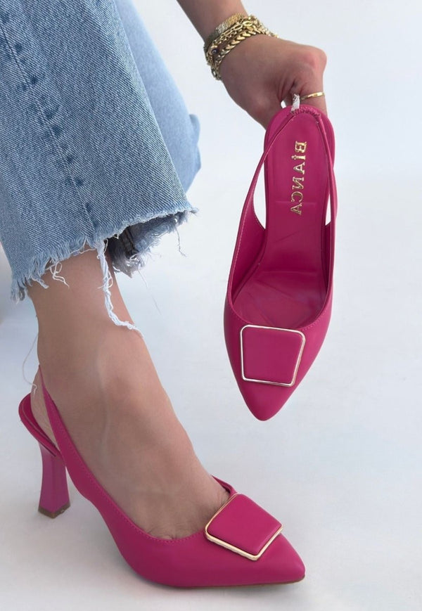 Scarpax Pıert Fuşya Cilt Topuklu Ayakkabı