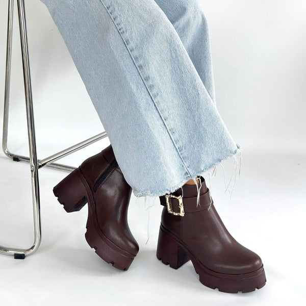 Scarpax Pinma Kahverengi Cilt Topuklu Bot