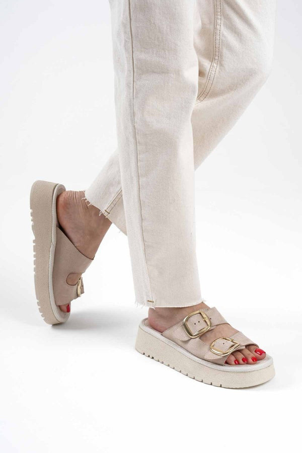 Scarpax Place Bej Cilt Terlik