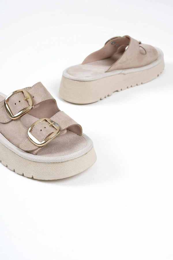 Scarpax Place Bej Cilt Terlik