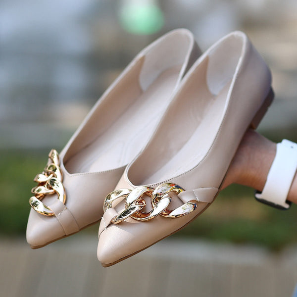 Scarpax Popi Nude Cilt Zincirli Babet Ayakkabı