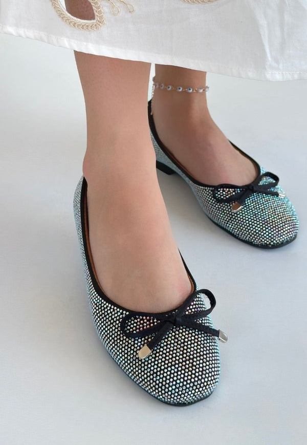 Scarpax Potte Siyah Saten Babet Ayakkabı