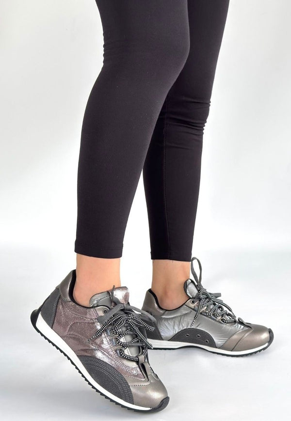 Scarpax Ranu Platin Cilt Paraşüt Detaylı Bağcıklı Spor Ayakkabı