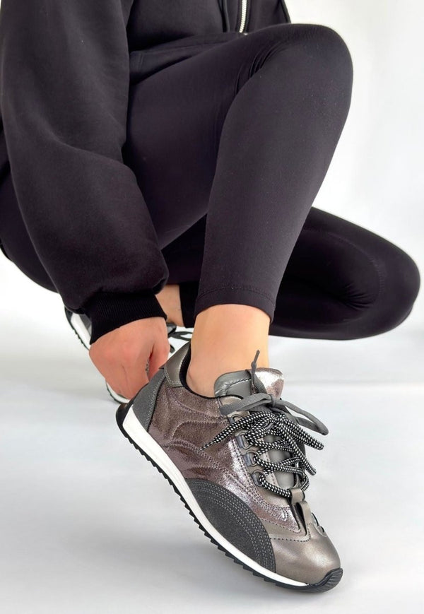 Scarpax Ranu Platin Cilt Paraşüt Detaylı Bağcıklı Spor Ayakkabı