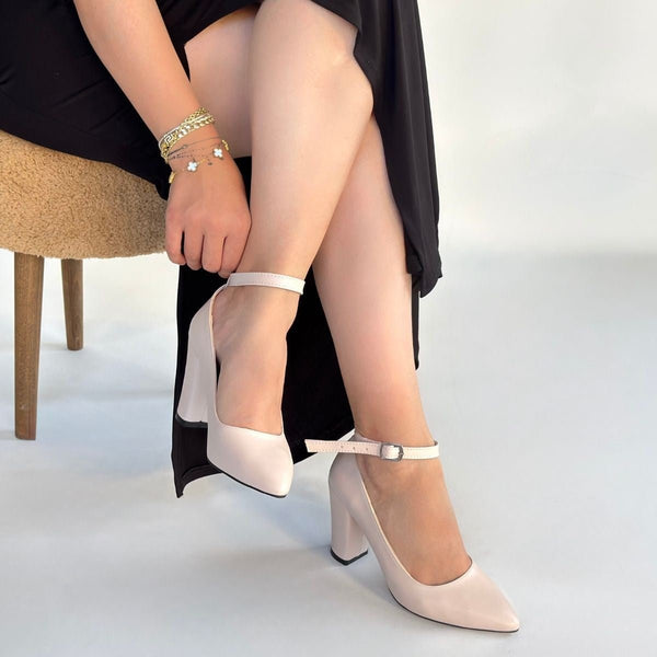 Scarpax Rity Bej Cilt Topuklu Ayakkabı