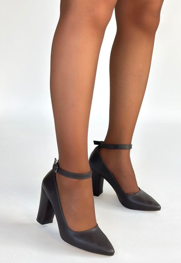 Scarpax Rity Kahverengi Cilt Topuklu Ayakkabı