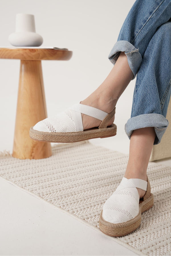 Scarpax Rosa Kadın Beyaz Espadril Ayakkabı - SCARPAX