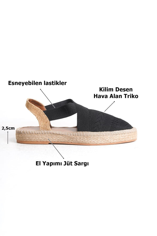 Scarpax Rosa Kadın Siyah Espadril Ayakkabı - SCARPAX