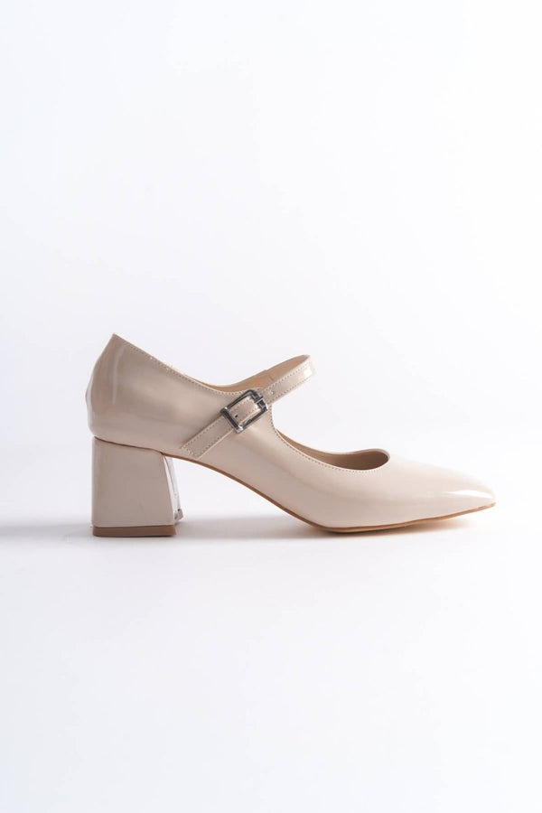 Scarpax Rosalie Bej Rugan Topuklu Kadın Ayakkabı