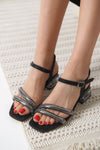 Scarpax Rule Siyah Taşlı Kadın Topuklu Sandalet