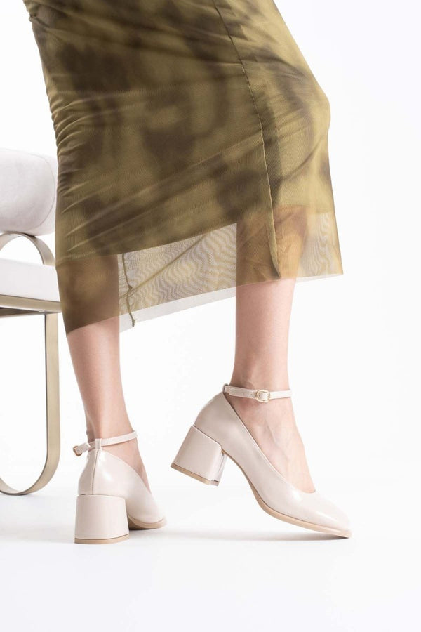 Scarpax Sansa Bej Rugan Kadın Topuklu Ayakkabı