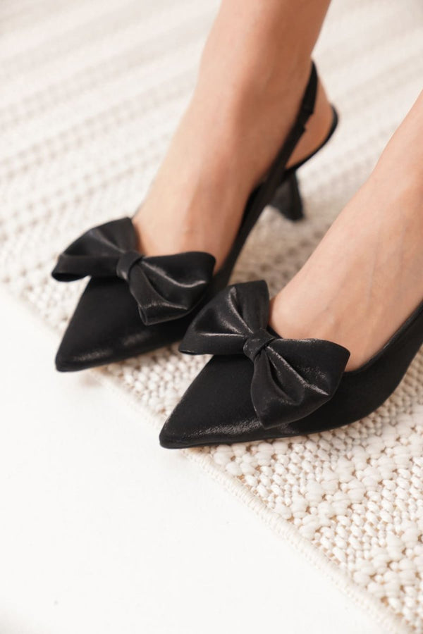 Scarpax Serra Siyah Özel Malzeme Kadın Topuklu Ayakkabı