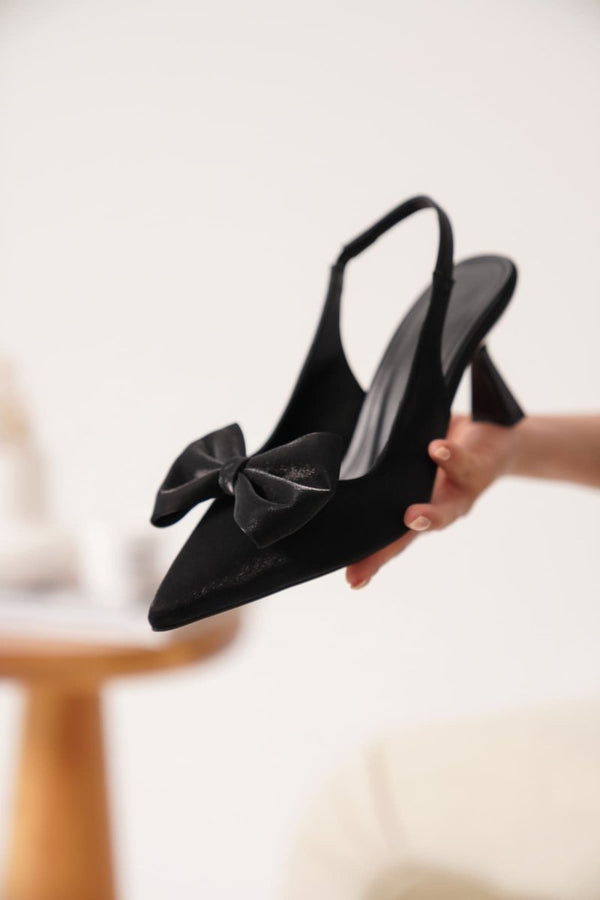 Scarpax Serra Siyah Özel Malzeme Kadın Topuklu Ayakkabı