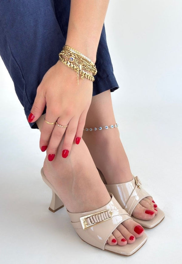 Scarpax Sief Bej Rugan Topuklu Terlik