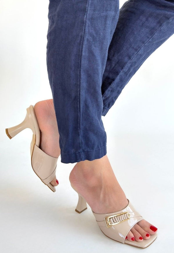 Scarpax Sief Bej Rugan Topuklu Terlik