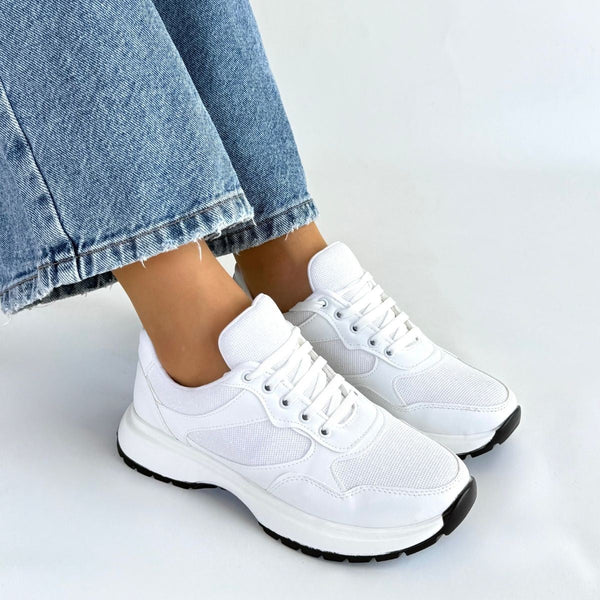 Scarpax Slar Beyaz Cilt Bağcıklı Spor Ayakkabı