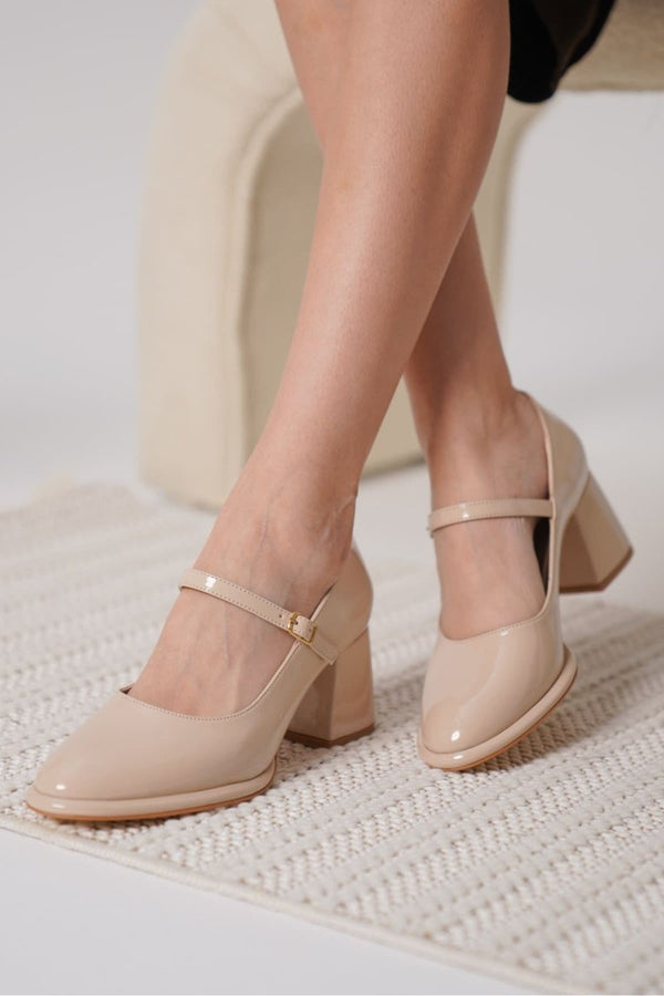 Scarpax Slay Nude Rugan Kadın Topuklu Ayakkabı