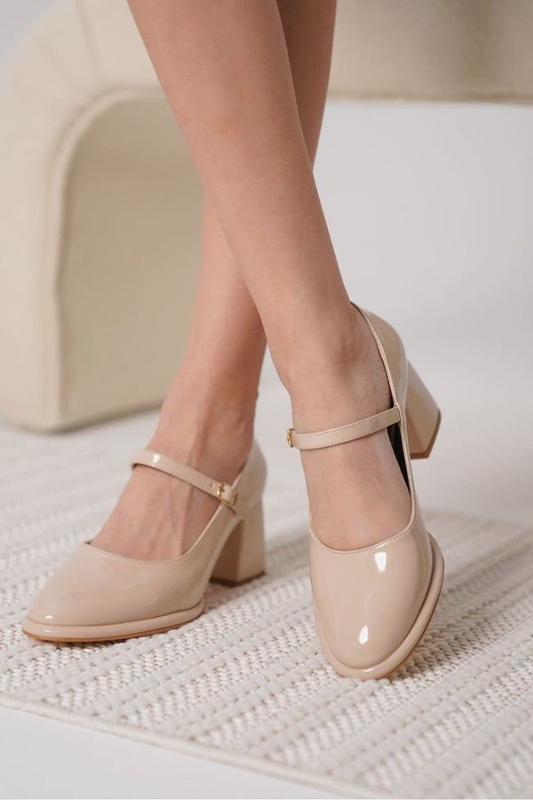 Scarpax Slay Nude Rugan Kadın Topuklu Ayakkabı